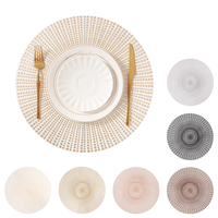 Nouveau Set de Table Rond en PVC de Style Européen, Élégant, Durable, Estampillé à Chaud avec Feuille d'Or, Résistant à la Chaleur et Antidérapant
