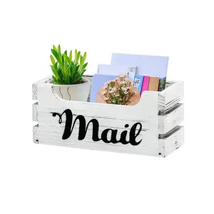 Farmhouse Desktop Wall Mounted Rustic Wooden Mail Organizer Box Wooden Box for Letters