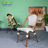 Chaise bistrot française moderne en aluminium empilable pour extérieur, café, patio, salle à manger, jardin - Happy Life Furniture