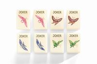 Mahjong Tradisional Cina Chinoiserie Amerika Warna Krem Gading Ubin Mahjong Akrilik Phoenix Plum Blossom Bambu Kupu-kupu Joker