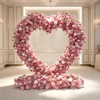 Support de fleurs artificielles en forme de cœur rose romantique pour la décoration de scène de mariage, de demande en mariage et de célébrations