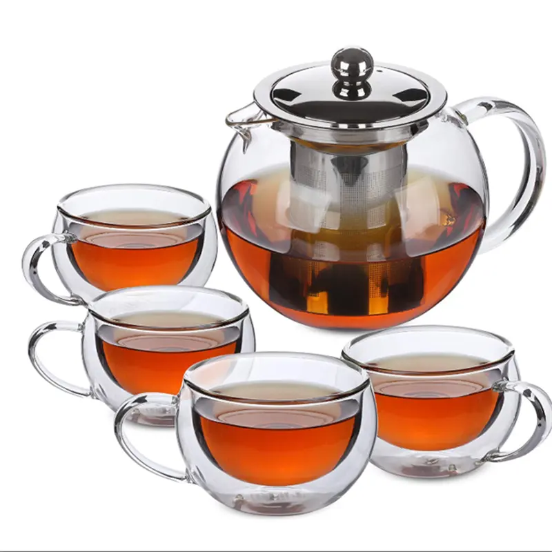 AIHPO Marok kanis cher 1L Teekannen becher Wasserkocher und Großhandel Elegante 34 Unzen mund geblasene Glastopf Tee Set Teekannen mit Metall Infuser Sieb