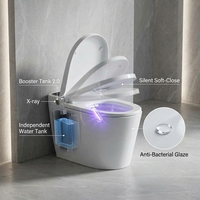 WC intelligent en céramique entièrement automatique et intégré, avec télécommande, chasse d'eau super-swirl, chauffage de siège, lavage féminin et cuvette allongée