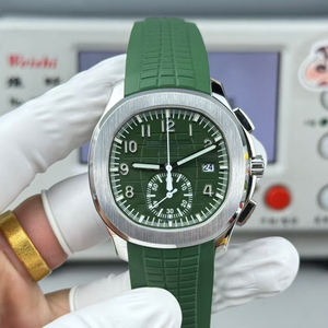 <span class=keywords><strong>Montre</strong></span> de luxe pour hommes, cadran vert kaki, boîtier plaqué or blanc, chronographe <span class=keywords><strong>automatique</strong></span>, bracelet en caoutchouc, <span class=keywords><strong>montre</strong></span>-bracelet de Sport, 42.2mm - Product Image 1