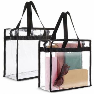 Factory-Made PVC Transparent Portable <b>Tote</b> <b>Bag</b> Long <b>Black</b> Handle Medium Size Letter Pattern Large Capacity Customizable - Product Image 2