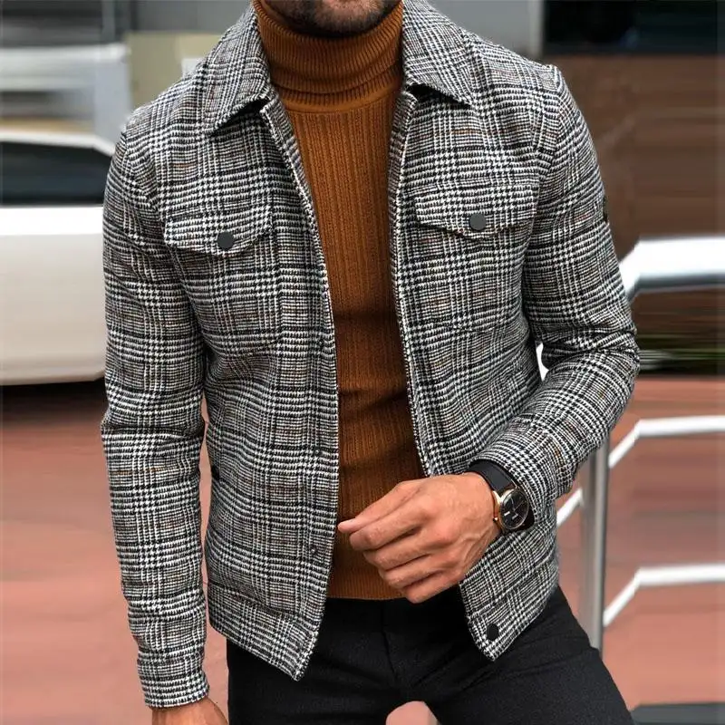 J & H – veste à carreaux pour homme, manteau en polaire décontracté, coupe cintrée, vêtements d'affaires, grande taille, nouvelle collection automne hiver 2023