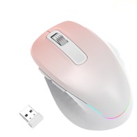 Ratón Inalámbrico RGB BT 2.4G de Modo Dual, Ratón Silencioso Recargable, Apto para Juegos, Oficina y Aprendizaje
