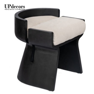 Black Velvet Stool Studded Pouffefast Ship Tufted Cocktail Ottoman Deep Buttoned Upholstered <b>Footrest</b> Manufacturer UP-002 Studde - Product Image 3