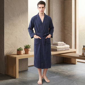 Peignoir long unisexe pour couple, doux et léger, style kimono, pour homme et femme, idéal pour l'été et l'automne, vêtement d'intérieur, robe de spa, tenue décontractée quotidienne, vêtement de nuit - Product Image 1