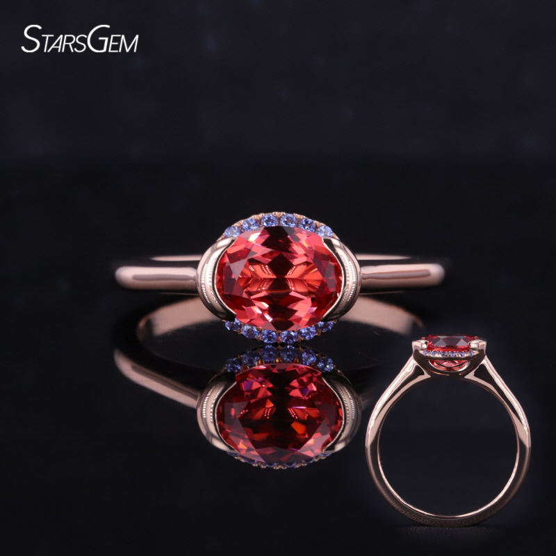 lab sapphire padparacha sunset color 14K