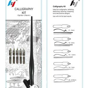 Kit <span class=keywords><strong>de</strong></span> Pluma Estilográfica Negra HY Oblique Calligraphy con 5 Plumillas <span class=keywords><strong>de</strong></span> Acero Inoxidable para Estudiantes, para Escribir, Dibujar, Bocetar y Mapear - Product Image 6