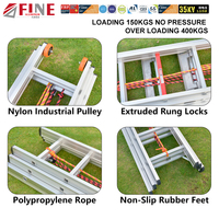 Échelle télescopique en aluminium à 3 sections, triple extension, 12 m, 16 pi, 18 pi, 20 pi