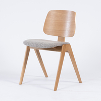 Chaise de salle à manger en bois massif courbé avec coussin en tissu, design simple pour restaurant et usage commercial