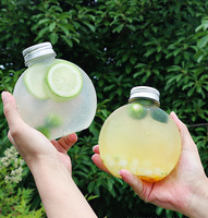 Bouteille de thé au lait jetable avec couvercle, gobelet transparent en plastique PET 300 ml, bouteille ovale plate populaire pour emporter
