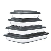 Plat à four rectangulaire en verre borosilicate transparent avec poignées, grande capacité, prix de gros