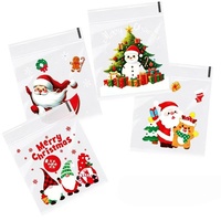 Sacs en plastique transparents à fermeture autocollante, motif de Noël de dessin animé, pour bonbons, biscuits, emballage cadeau jetable, sacs en plastique vides, vente en gros