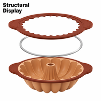 Moule à gâteau cannelé en métal avec bordure en silicone bicolore 30,5x25,5x11cm
