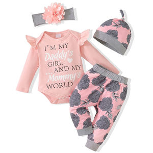 Combinaisons pour bébés garçons et filles, manches longues, couleur unie, avec couvre-chef - Product Image 1