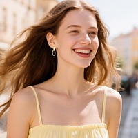 Pendientes de Aro Minimalistas con Cadena, Chapados en Oro de 14k, Pendientes de Doble Aro, Joyería Geométrica, Regalo para Ella, Pendientes con Eslabones de Clip