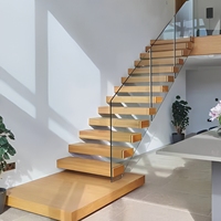 Escalier en acier à double poutre pour extérieur, avec garde-corps en verre, sur mesure, durable, droit ou en spirale, de qualité professionnelle usine