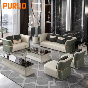 PURUO <span class=keywords><strong>Royal</strong></span> Villa canapés italiens canapé de luxe salon <span class=keywords><strong>suite</strong></span> en cuir véritable canapé sectionnel ensemble de meubles de salon canapé <span class=keywords><strong>3</strong></span> places - Product Image 5
