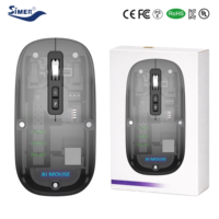 Souris optique magnétique puissante à trois modes pour PC, rechargeable USB-C, avec récepteur USB transparent et adaptateur Type C sans fil IA