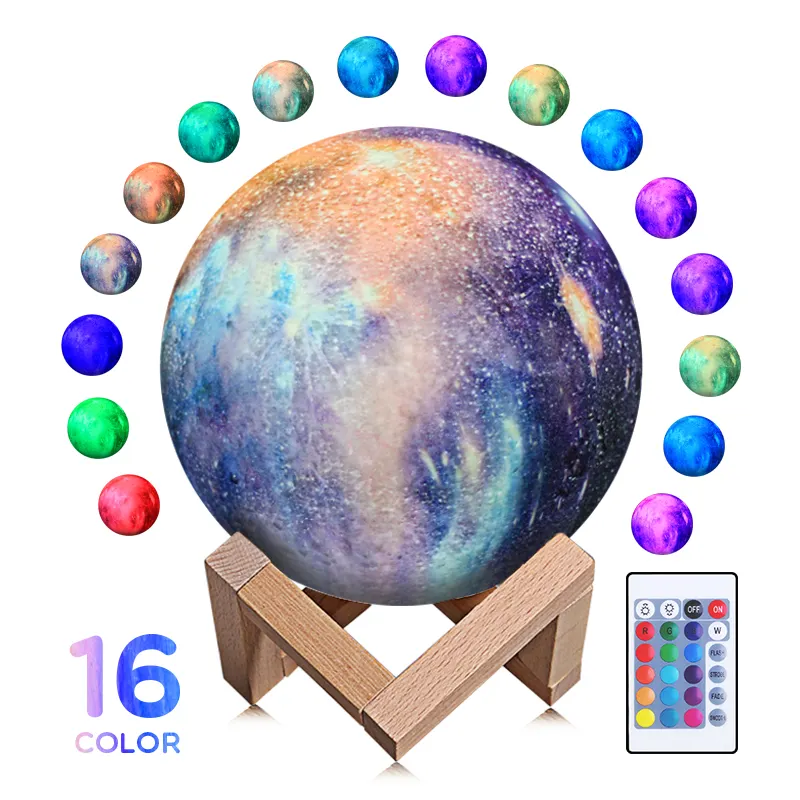 Hot Selling Colorful Romantic Night Light Chargeable Sky Stars 10CM 12CM 15CM Touch Moon Lamp for Gift