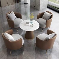 Ensemble de fauteuils d'appoint modernes rembourrés avec table d'appoint ronde en marbre, ensemble de 3 fauteuils de salon avec coussin pour salon et hôtel