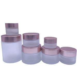 Frascos Redondos de Vidrio de Alta Calidad para Crema con Tapa Dorada Rosa - Product Image 3