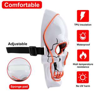 Topeng Pesta Halloween PVC Full Face dengan Lampu LED, Motif Menyeramkan, Tema Liburan - Product Image 6
