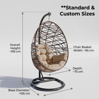 Fauteuil suspendu moderne d'extérieur en forme d'œuf avec support, mobilier de patio de luxe en osier, chaise longue en rotin résistante aux intempéries pour hôtel