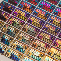 Étiquettes circulaires personnalisées en vinyle holographique laminé, autocollantes, imperméables et thermosensibles pour appareils photo et téléphones mobiles