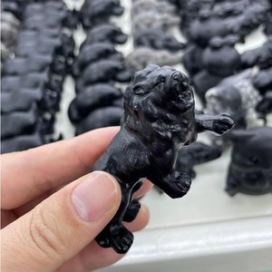 Cristales de obsidiana negra tallados a mano, figuras de animales de cristal, artesanías de cristal para decoración. - Product Image 5