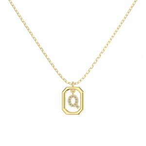 Dylam Rhodium 14K Gold Plated Dainty CZ Alphabet Letter -Q- Necklace, Personalized <b>Name</b> Initial Necklace for Women Female - Product Image 5