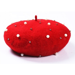 Solide Béret Français Hiver Perle <span class=keywords><strong>Laine</strong></span> Chapeau Femmes haute qualité hiver femme béret chapeau Doux <span class=keywords><strong>Bonnet</strong></span> Casquettes de Ski - Product Image 3