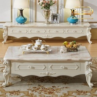 Ensemble de meubles de salon français pour petit appartement, table basse et meuble TV en marbre européen, style minimaliste, pour hôtel