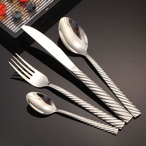 Stainless Steel Steak <b>Knife</b> Fork Spoon Set Oval Durable European Cutlery Party Dinnerware - Product Image 1