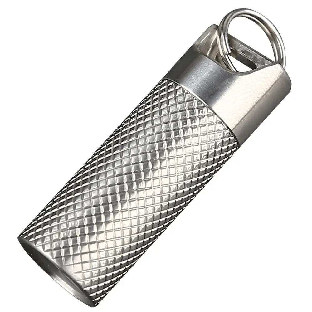 Waterdichte Titanium Sleutelhanger Pil Houder Container Draagbare Mini Size Pillendoosje Case Voor Outdoor Reizen Camping