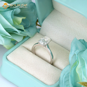 Anillo de Lujo Personalizado Goldleaf para Boda, Plata S925, Chapado en Plata, Certificación GRA, Corte Cojín, 1ct 2ct 3ct D VVS - Product Image 3