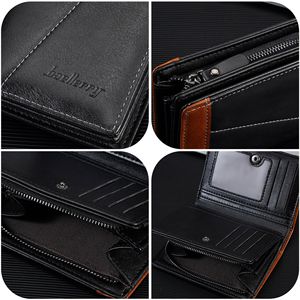 Baellerry Men's Short <b>Wallet</b> Oiled Leather <b>RFID</b> Protection Coin Purse Card Holder Spliced Design Business Everyday Use - Product Image 5