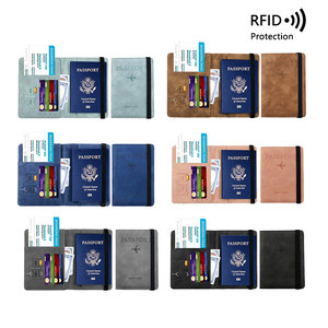Ví đựng hộ chiếu, vé máy bay, kẹp vé, bao hộ chiếu bằng da PU, ngăn đựng thẻ, tem bạc, cao cấp, chống trộm RFID - Product Image 4