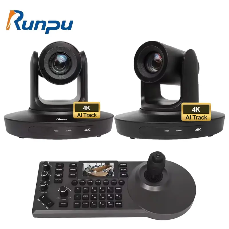 Runpu G40 최고의 콘서트 라이브 스트리밍 AI 트랙 4K 20X 광학 줌 HD MI PTZ 광학 회의 카메라 (IP 컨트롤러 OBS 포함)