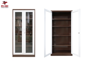 Meuble de classement moderne en métal à cadre en verre avec portes vitrées pour usage scolaire, supermarché, sous-sol, salle à manger - Product Image 4