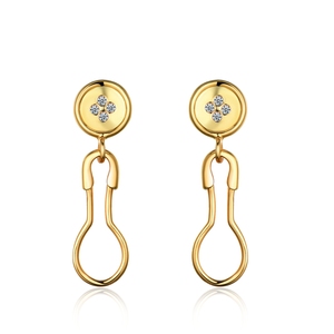 ent Sterling 18K Pièce Cercle Broche Trombone Pour Bohème Style Européen Et Américain Ins Boucles D'oreilles Femmes avec Inauris - Product Image 1
