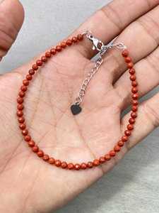 Red Jasper Bracelet Dainty Gemstone Jewelry Micro Faceted <b>Beads</b> <b>Crystal</b> Bracelet Minimalist Jewelry Tiny Gemstone Bracelet - Product Image 3