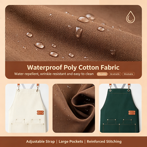 Tablier réglable unisexe en polycoton imperméable pour cuisine, chef, <span class=keywords><strong>barman</strong></span>, restaurant, bar, uniforme de travail, logo personnalisé en stock - Product Image 2