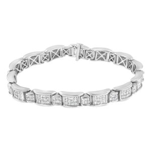 14K oro bianco 5.0 Ctt diamante taglio principessa 7 bracciale Tennis - Product Image 3