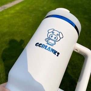 Lot de 20 gobelets H2.0 de 40 oz avec logo personnalisé, revêtement en poudre noir et blanc, plaqué bleu, avec manchon en silicone pour gravure au laser - Product Image 4