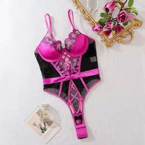 Ensemble de lingerie sexy en dentelle transparente en deux pièces pour femmes, taille XXL, ODM, crocheté, ferme, exotique, avec décoration en dentelle - Product Image 2