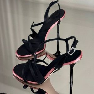 Sandales à talons hauts pour femmes à fines brides, avec boucle en strass, style slingback, talon aiguille, pour soirée - Product Image 4